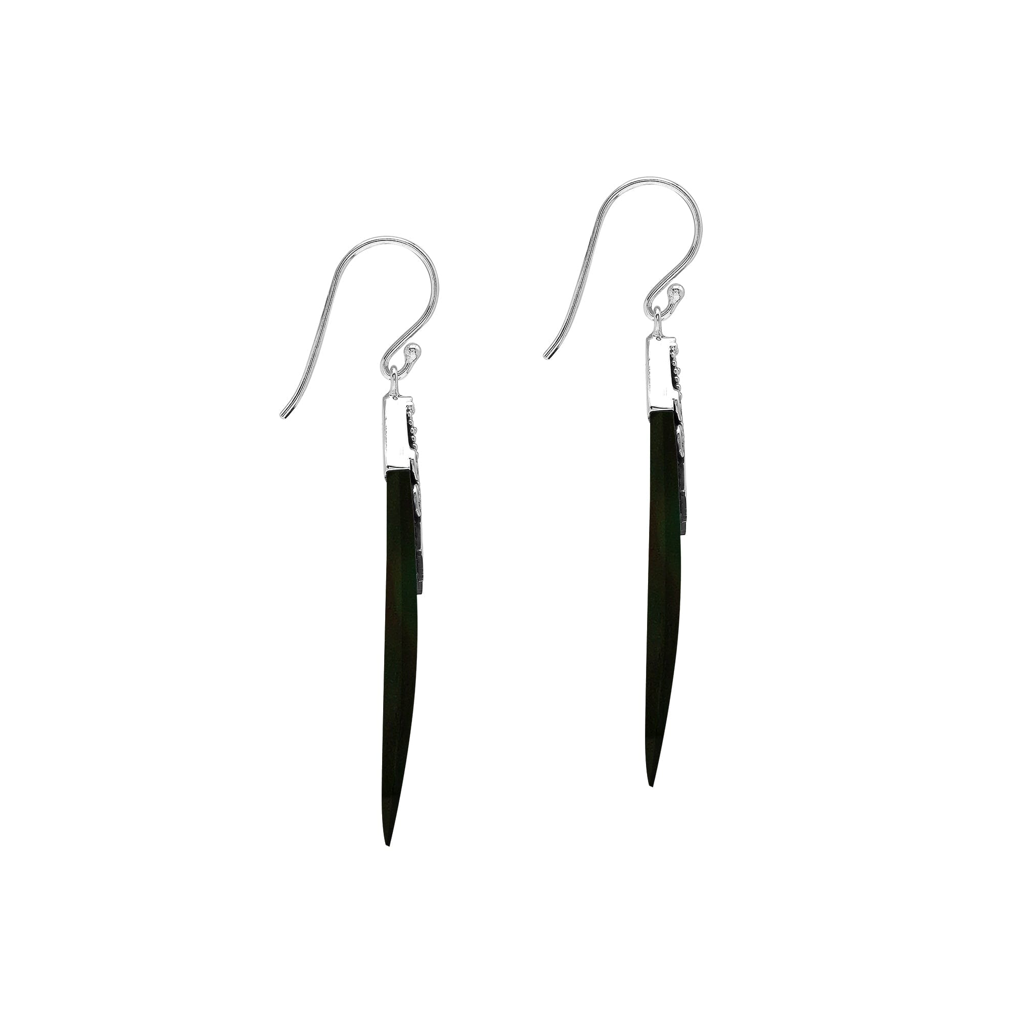 Sterling silver Black Shell dangle earrings handcrafted in Bali