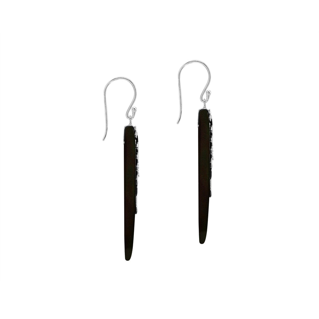 AE-1213-SHB Sterling Silver triangle Shape Earring With Black Shell Jewelry Bali Designs Inc 