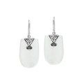 Sterling silver Mother Of Pearl dangle earrings with decorative silverwork handcrafted in Bali