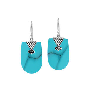 Artisan Turquoise Shell silver earrings with scroll detail
