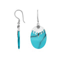 Wholesale sterling silver earrings with Turquoise Shell ovals and a polished structured silver cap.