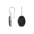Wholesale Sterling Silver Black Shell Earrings With Hammered Edge And Bezel Finish