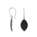Bulk marquise-shaped silver earrings featuring glossy Black Shell in a polished minimalist frame.