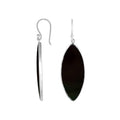 Wholesale sterling silver marquise earrings featuring rich Black Shell and a polished smooth-edge finish.