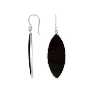 Wholesale sterling silver marquise earrings featuring rich Black Shell and a polished smooth-edge finish.