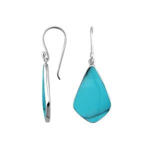Sterling Silver Turquoise Shell fancy shape earrings with Earwire and polished mirror finish for wholesale jewelry collections.