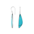 Sterling Silver Turquoise Shell Asymmetric Long Panel Earrings With Polished Finish