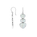 Sterling Silver Triple-Drop Heart And Square Dangle Earrings Featuring Mother Of Pearl With Polished Finish And Soft Iridescence
