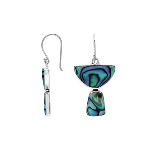 Sterling Silver Abalone Shell Half Moon Tapered Drop Designer Earrings Wholesale