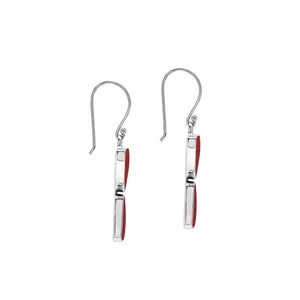 Sterling Silver Red Coral Half Moon Tapered Drop Designer Earrings Wholesale
