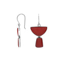 Sterling Silver Red Coral Half Moon Tapered Drop Designer Earrings Wholesale