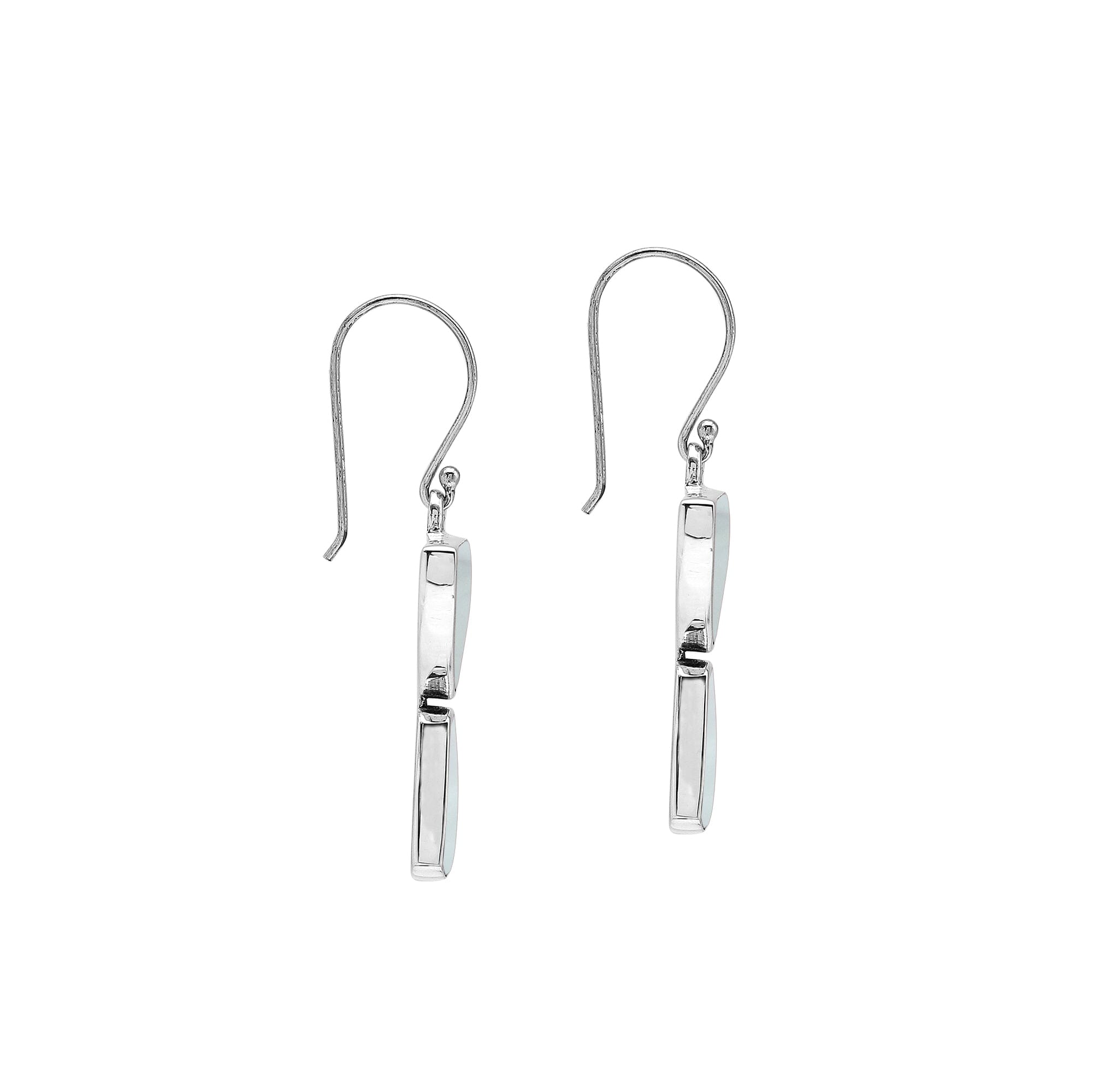 Sterling Silver Mother Of Pearl Half Moon Tapered Drop Structured Earrings Wholesale