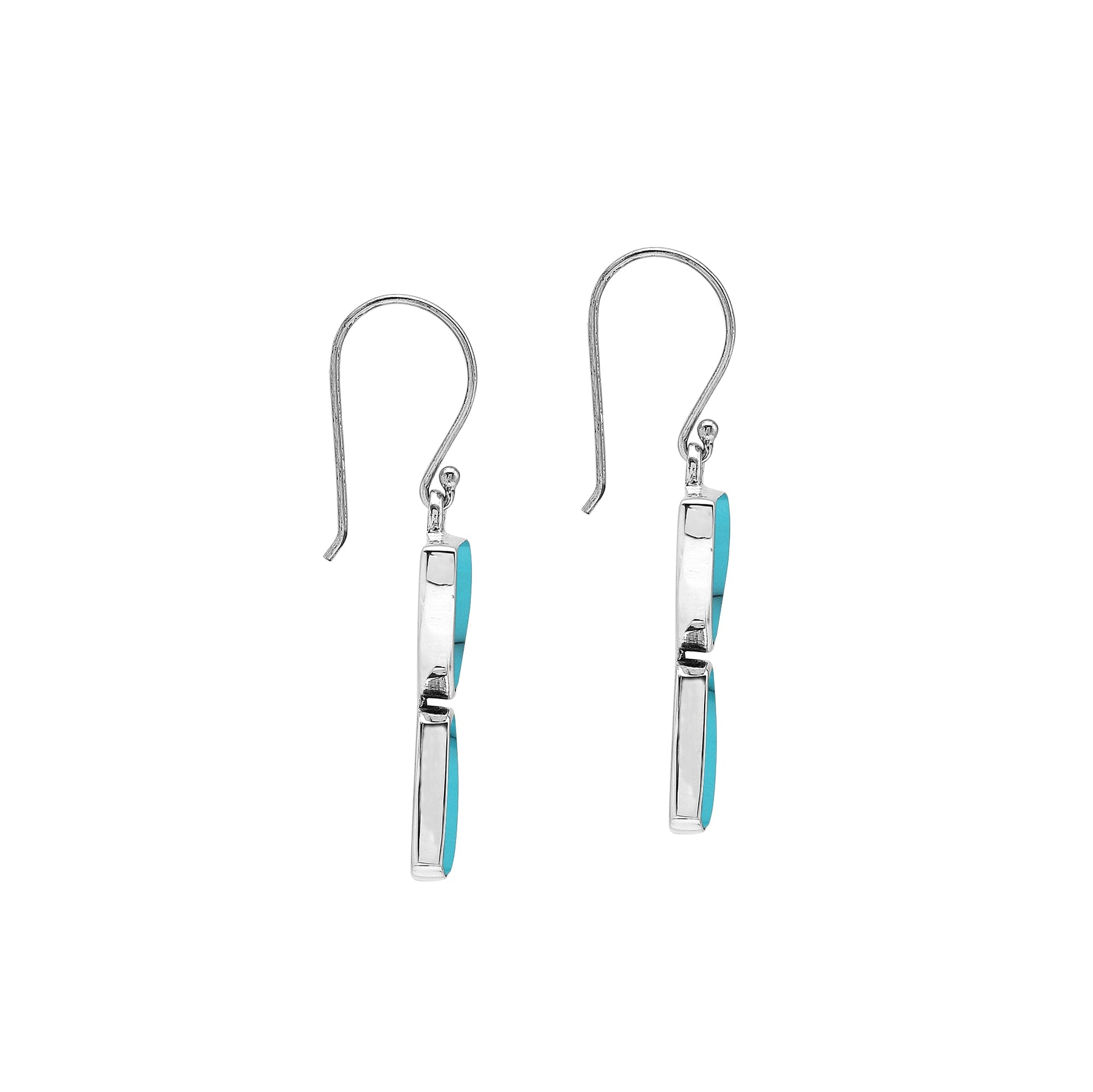 Sterling Silver Turquoise Shell Half Moon Tapered Drop Structured Designer Earrings Wholesale