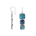 Wholesale Sterling Silver Earrings With Three Cushion Abalone Shell Panels In A Vertical Drop
