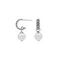 Wholesale Sterling Silver Earrings With Textured Hoops And Mabe Pearl Drops