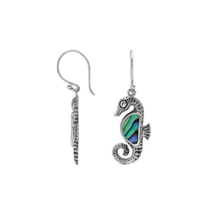 Wholesale Sterling Silver Seahorse Earrings With Abalone Shell Inlay