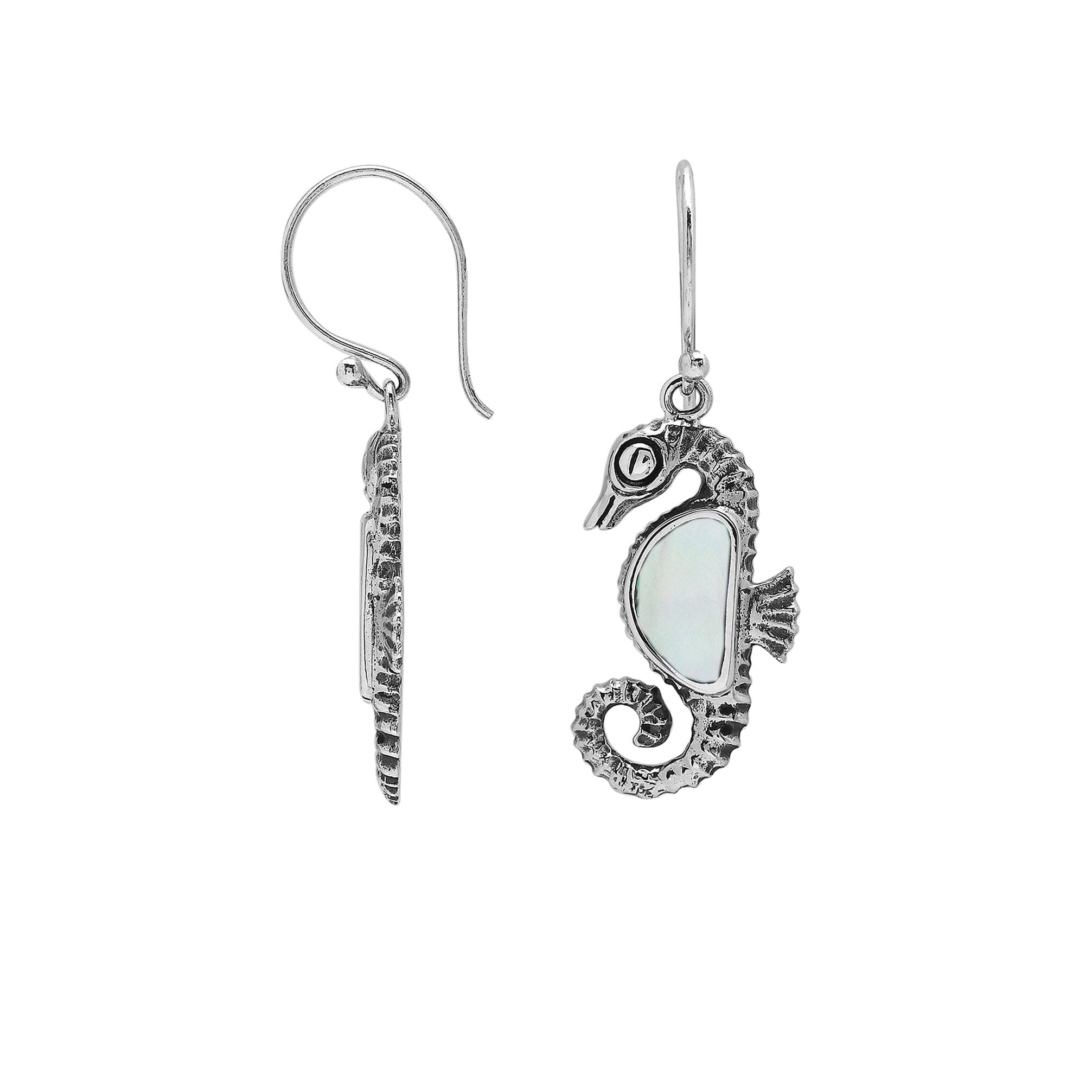 Wholesale Sterling Silver Seahorse Earrings With Mother Of Pearl Inlay