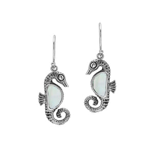 Wholesale Sterling Silver Seahorse Earrings With Mother Of Pearl Inlay