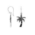 Wholesale Sterling Silver Palm Tree Earrings With Black Shell Inlay