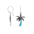 Wholesale Sterling Silver Palm Tree Earrings With Turquoise Shell Inlay