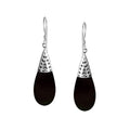 Wholesale Sterling Silver Teardrop Earrings With Black Shell And Cone Cap
