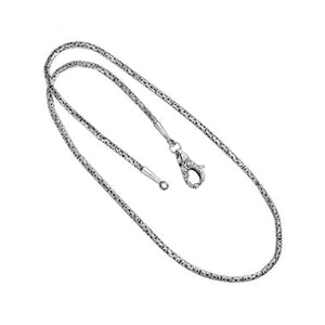Sterling silver 3mm Balinese chain necklace with handwoven design and hook clasp