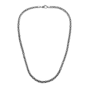 Sterling silver 4mm Balinese chain necklace with handwoven design and hook clasp