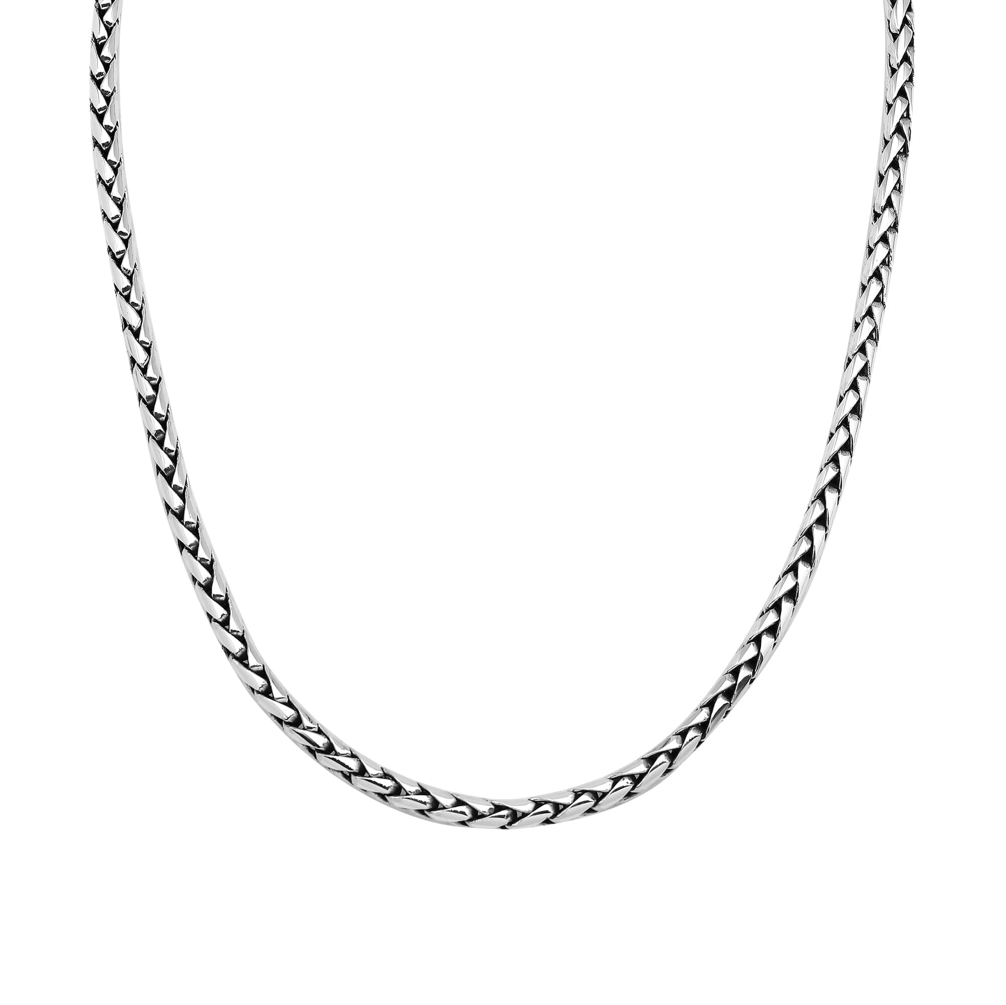  6MM sterling silver wheat chain necklace, Bali-inspired design with polished shine.