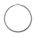 Wholesale sterling silver woven chain necklace with polished-oxidized finish and lobster clasp, handcrafted in Bali.