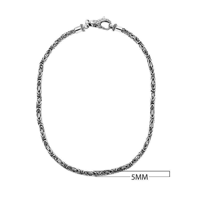 Wholesale 5MM sterling silver chain with lobster clasp, handcrafted Balinese weave design.