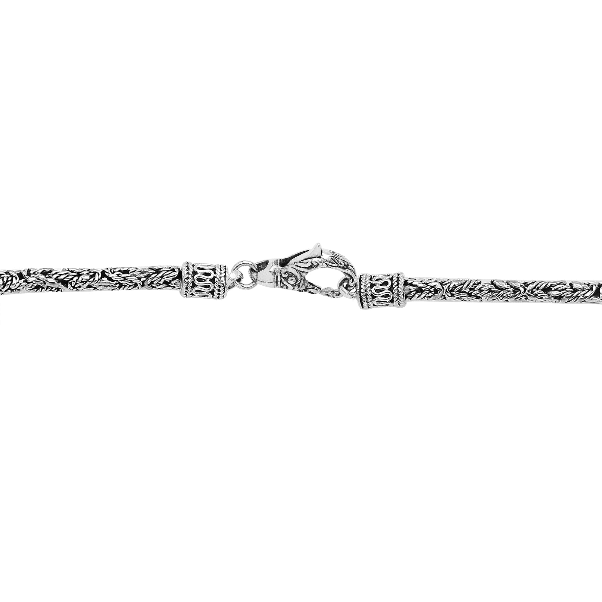 Wholesale 3MM sterling silver chain with lobster clasp, handcrafted Balinese weave design.