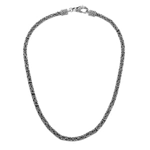 Wholesale 4MM sterling silver chain with lobster clasp, handcrafted Balinese weave design.