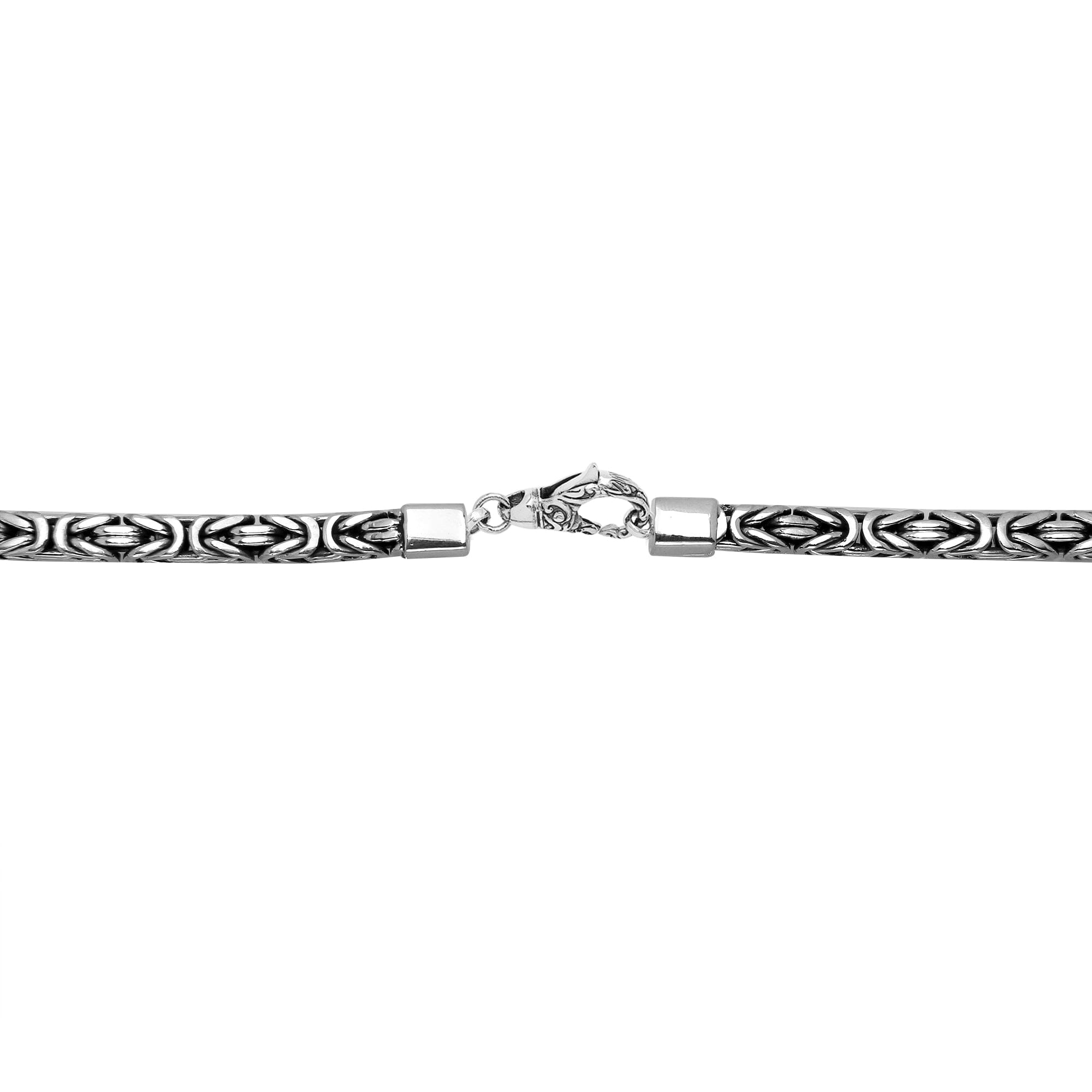 Wholesale 6MM sterling silver Byzantine square chain with lobster clasp, handcrafted Balinese design.