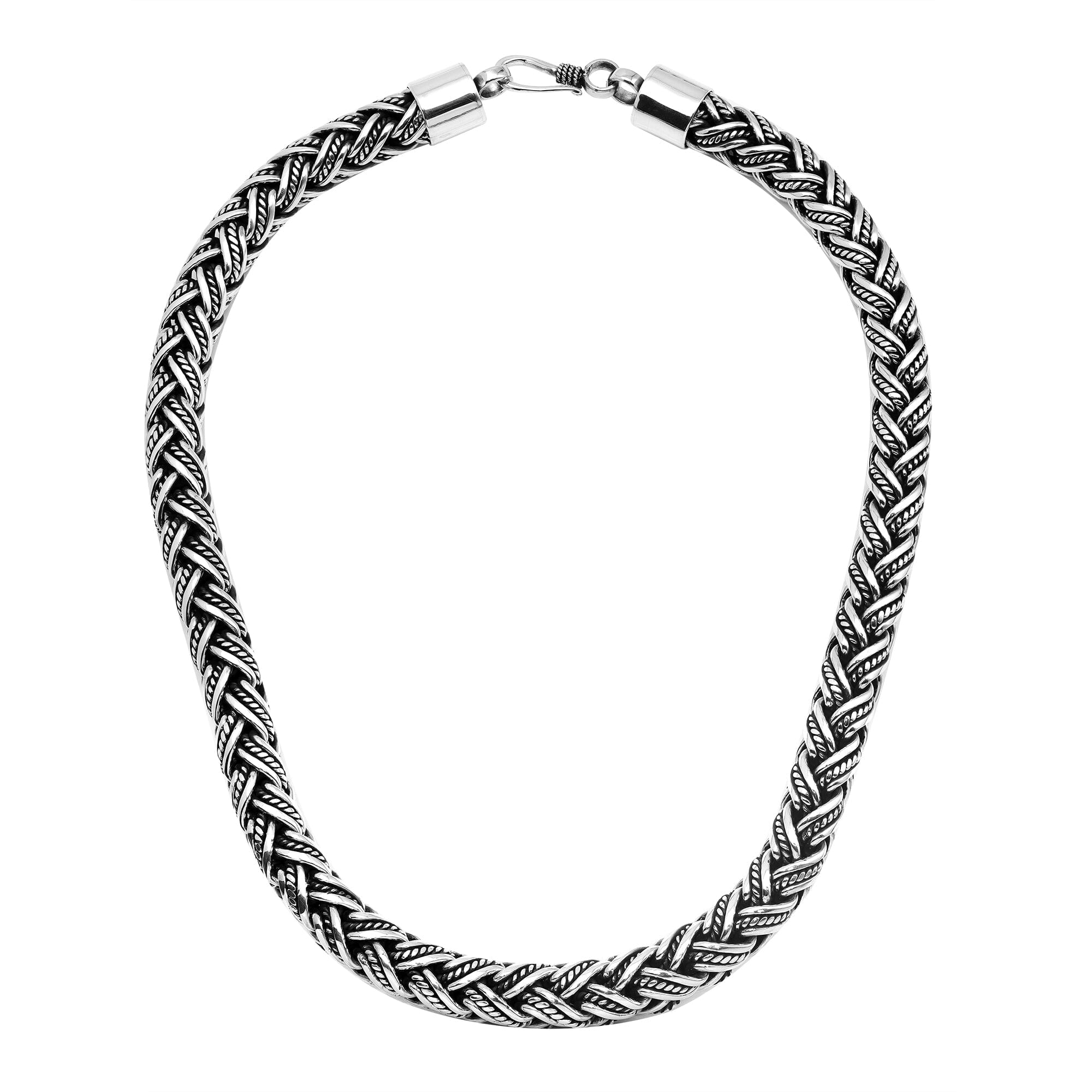 Sterling Silver 15MM Bali Woven Chain Necklace with Hook Lock wholesale