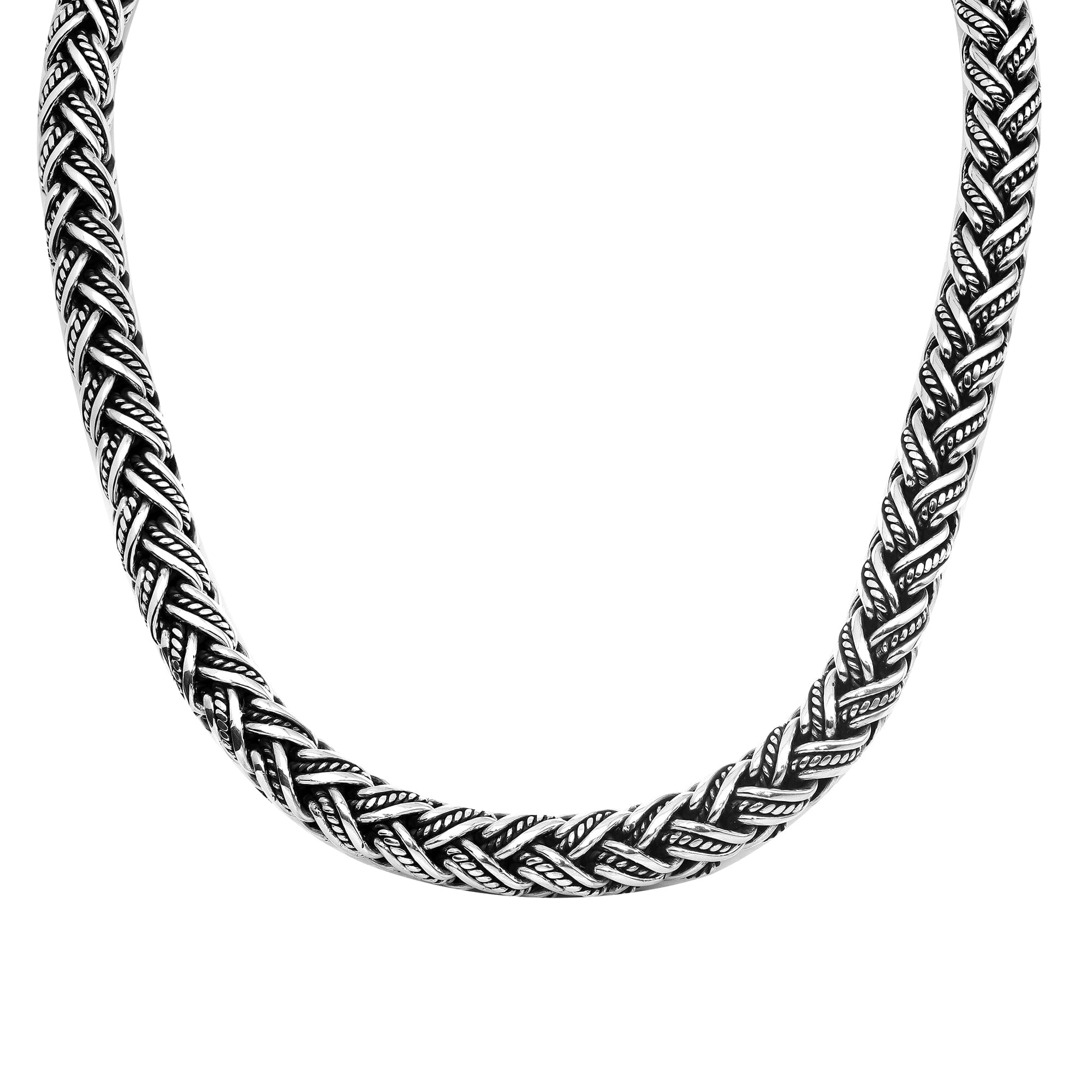 Sterling Silver 15MM Bali Woven Chain Necklace with Hook Lock wholesale