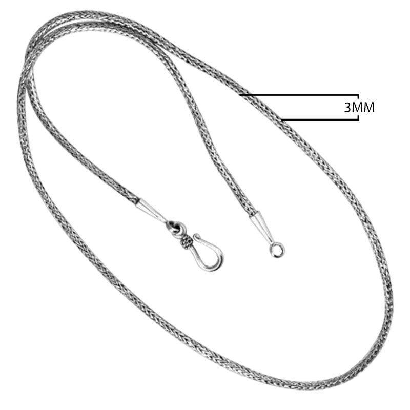 Silver Overlay Over Copper Bali Wheat Chain Necklace With Hook Clasp