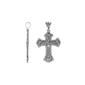 Wholesale sterling silver ornate cross pendant with intricate scrollwork and oxidized finish, handcrafted Bali artisan jewelry for bulk buyers.