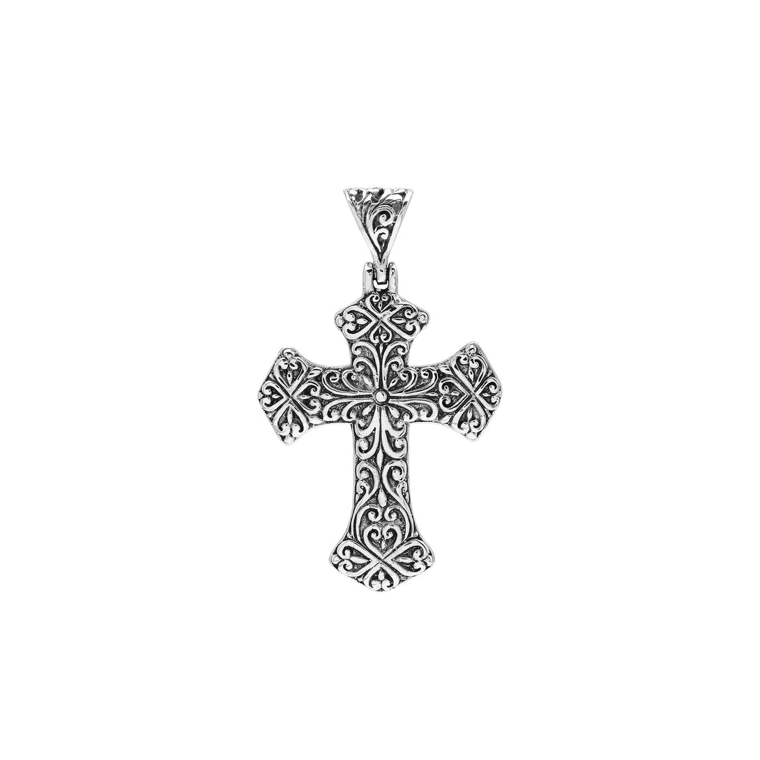 AP-1155-S Sterling Silver Beautiful Blessing Cross Pendant With Plain Silver Jewelry Bali Designs Inc 