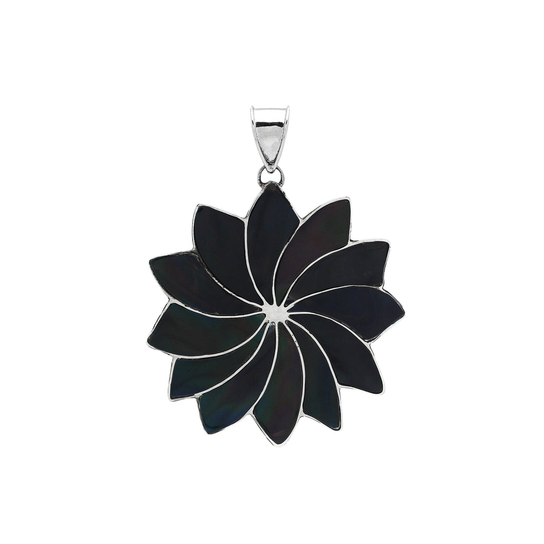 AP-1157-SHB Sterling Silver Pendant with Black Shell Jewelry Bali Designs Inc 