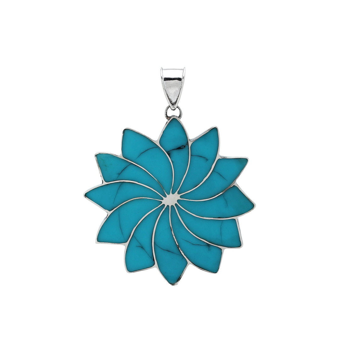 AP-1157-TQ Sterling Silver Pendant with Turquoise Shell Jewelry Bali Designs Inc 