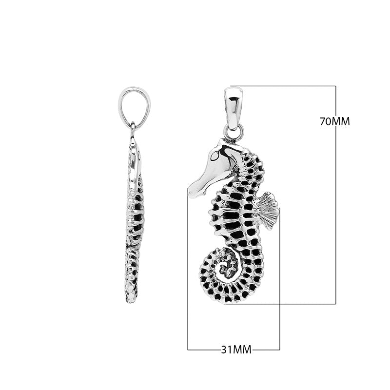 Sterling silver seahorse pendant, handcrafted in Bali with detailed ocean-inspired design – wholesale plain silver jewelry supplier.
