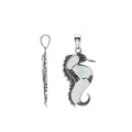 Wholesale sterling silver seahorse pendant with genuine mother of pearl inlay, handcrafted in Bali – artisan ocean-inspired jewelry for bulk buyers