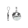 Sterling silver pendant with Mother of Pearl inlay, palm tree and starfish design – handcrafted in Bali for wholesale.