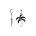 Sterling silver palm tree pendant with black shell inlay, handmade in Bali for wholesale jewelry buyers.