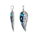 Handcrafted 925 Sterling Silver Wing Pendant With Abalone Shell Inlay