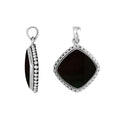 925 sterling silver pendant with black shell cushion shape and rope beaded border handcrafted in Bali