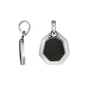 Sterling Silver Octagon Shape Black Shell Pendant With Smooth Silver Frame