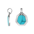 Sterling Silver Octagon Shape Turquoise Shell Pendant With Smooth Silver Frame