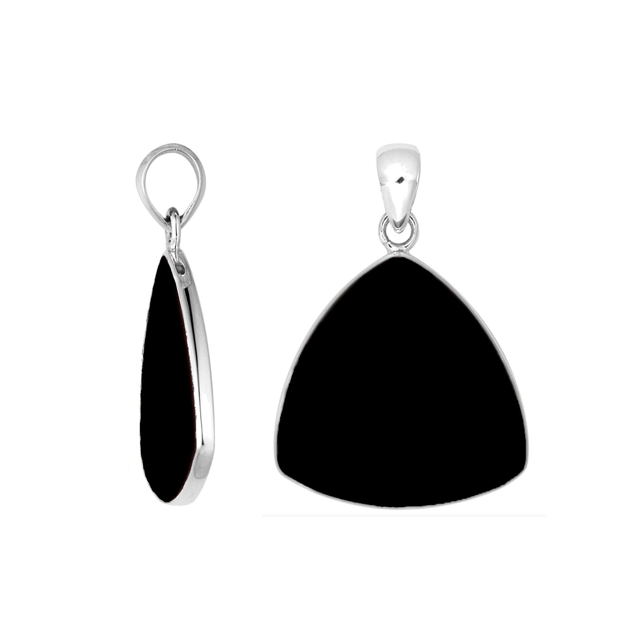 Sterling Silver Black Shell Triangular Pendant For Wholesale Jewelry Buyers.