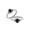 Bulk sterling silver twisted band rings with oval faceted Black Onyx, handcrafted 925 silver wholesale jewelry supply.